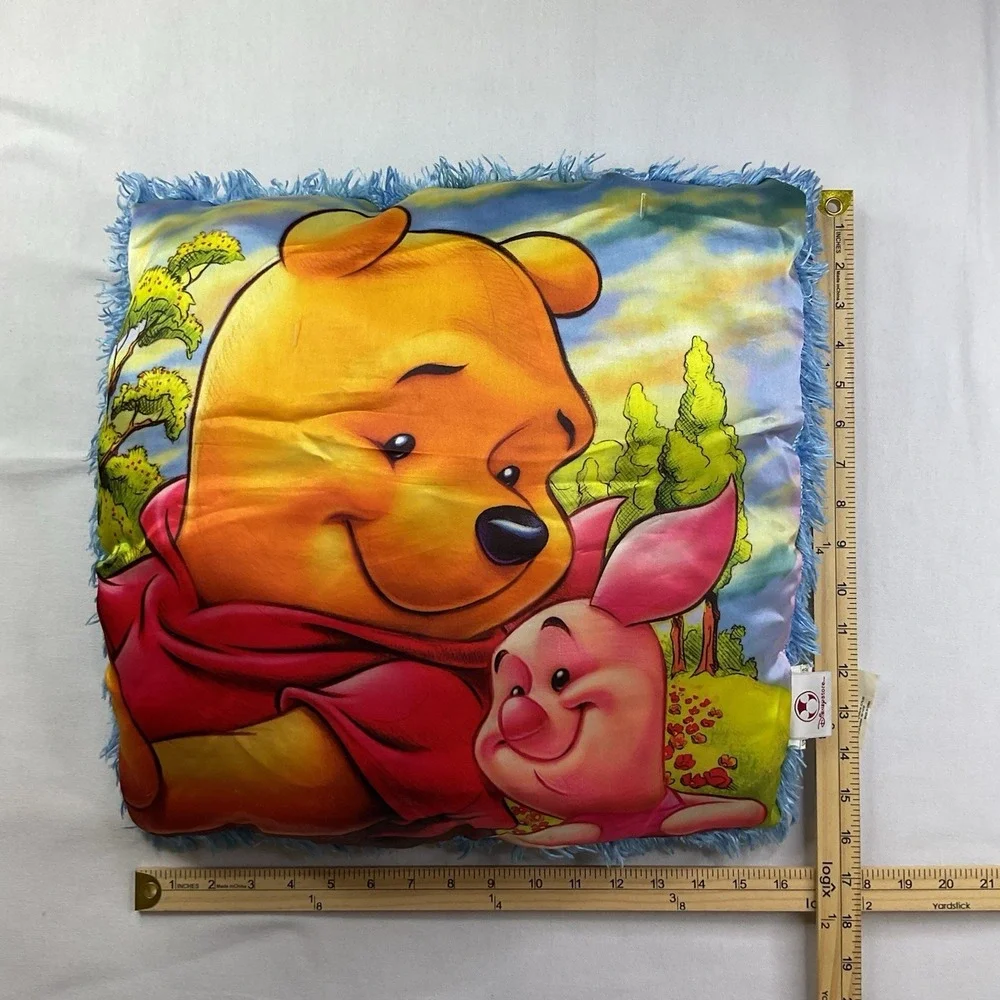 Disney Winnie the Pooh & Piglet Shaggy Throw Pillow 16x16 Square Cushion Vintage